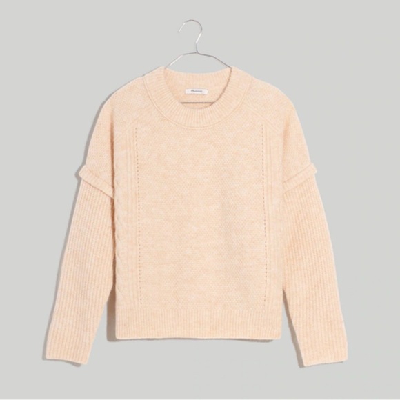 Madewell Wool Alpaca Cable Havener Pullover Sweater in Heather Powder Size XS - Picture 2 of 14